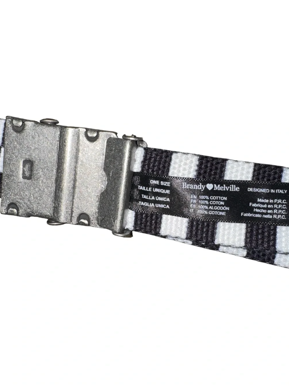 Brandy Melville Checkered Black & White Skater Girl Belt Seat Belt Style Y2K